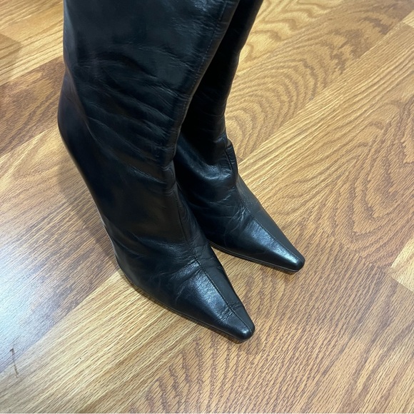 Jimmy Choo Agathe Black Leather Knee-High Boots Size 39.5 - Picture 7 of 9